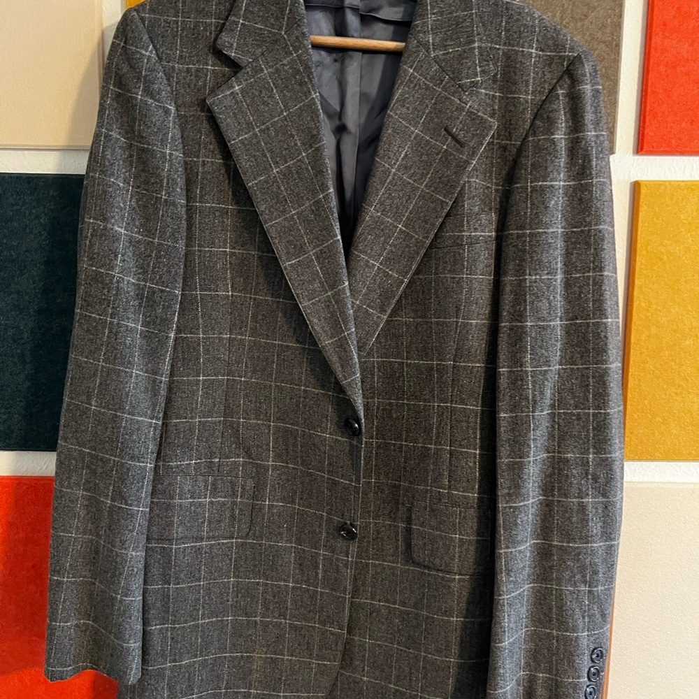 Hart Schaffner Marx Gray Windowpane Blazer